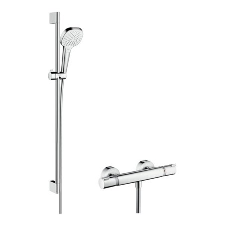 hansgrohe Brausesystem Croma Select E 959mm Brausestange, m Thermostat, weiß/chrom