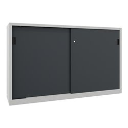 Pavoy Schiebetürenschrank, 1200x2000x600 mm, 4 Böden verzinkt, RAL 7035/7016