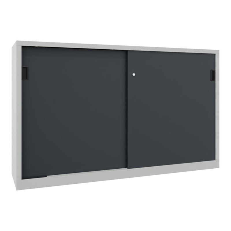 Pavoy Schiebetürenschrank, 1200x2000x600 mm, 4 Böden verzinkt, RAL 7035/7016