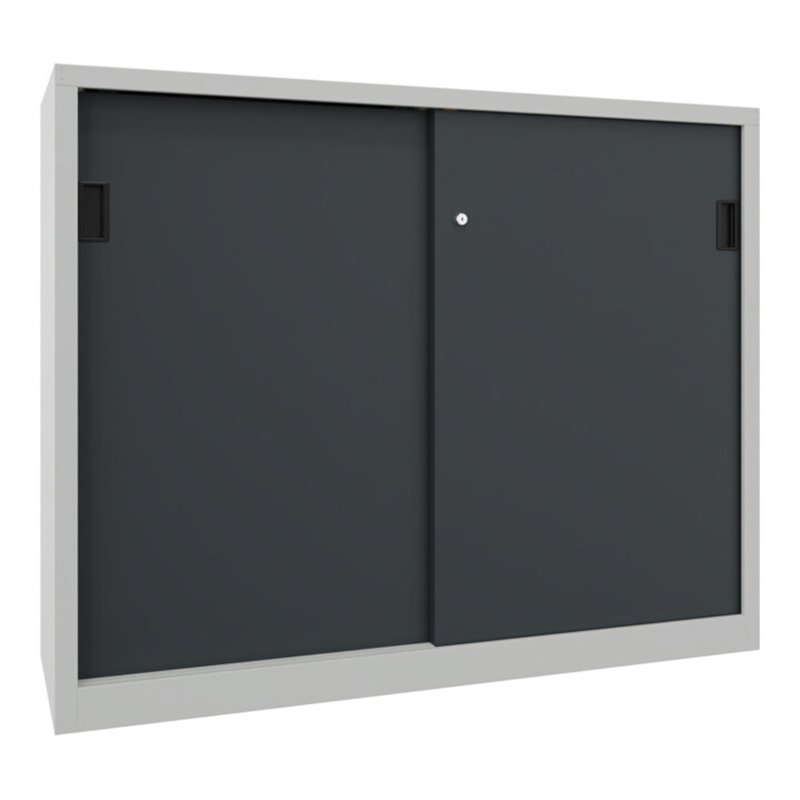 Pavoy Schiebetürenschrank, 1200x1500x600 mm, 4 Böden verzinkt, RAL 7035/7016
