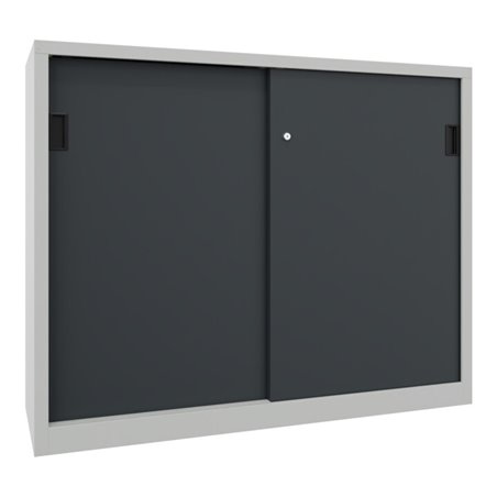 Pavoy Schiebetürenschrank, 1200x1500x600 mm, 4 Böden verzinkt, RAL 7035/7016