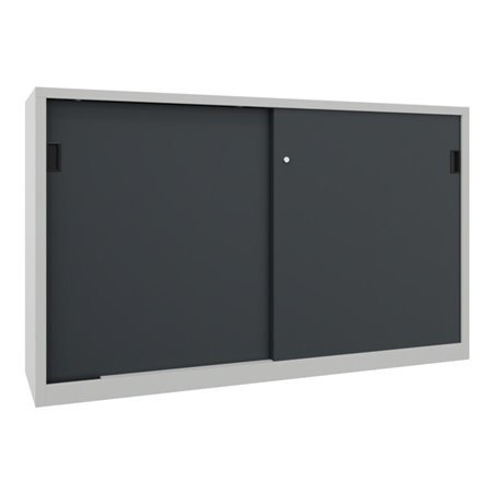 Pavoy Schiebetürenschrank, 1200x2000x400 mm, 4 Böden verzinkt, RAL 7035/7016