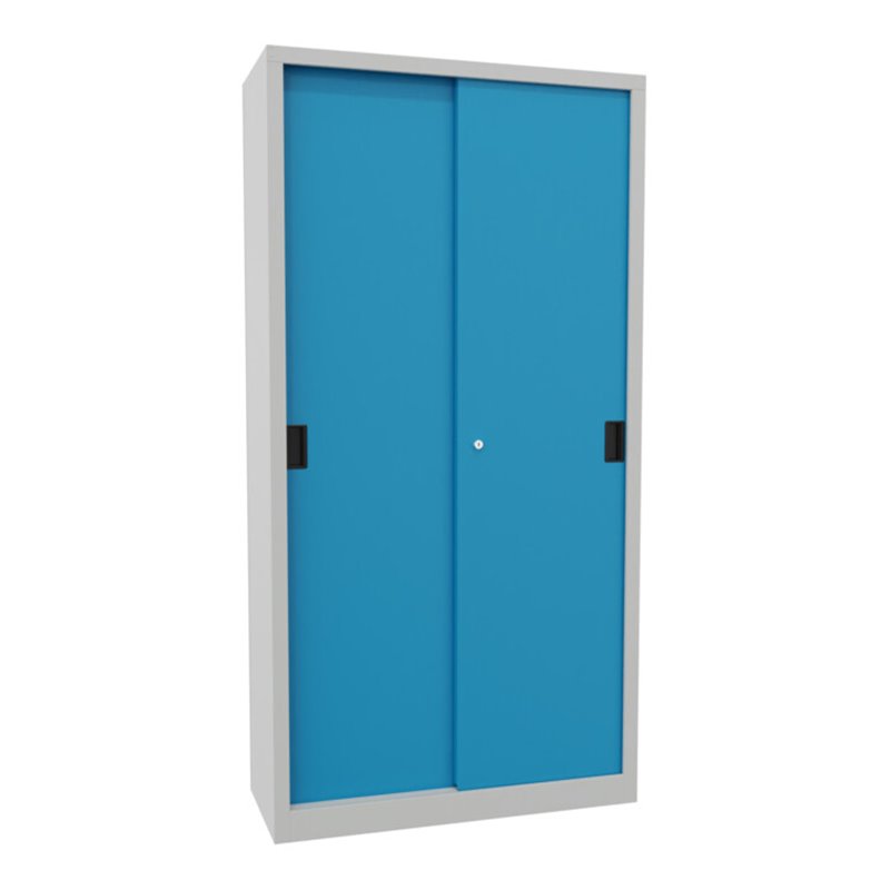 Pavoy Schiebetürenschrank, 1950x1000x400 mm, 4 Böden verzinkt, RAL 7035/5012