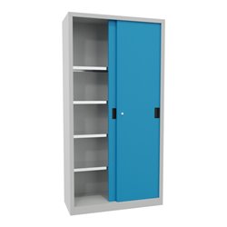 Pavoy Schiebetürenschrank, 1950x1000x400 mm, 4 Böden verzinkt, RAL 7035/5012