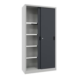 Pavoy Schiebetürenschrank, 1950x1000x400 mm, 4 Böden verzinkt, RAL 7035/7016