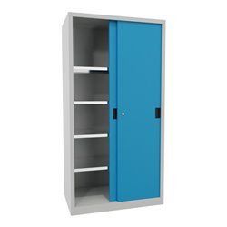 Pavoy Schiebetürenschrank, 1950x1000x600 mm, 4 Böden verzinkt, RAL 7035/5012