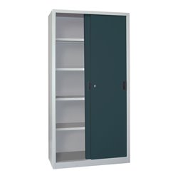 Pavoy Schiebetürenschrank, 1950x1000x600 mm, 4 Böden verzinkt, RAL 7035/7016