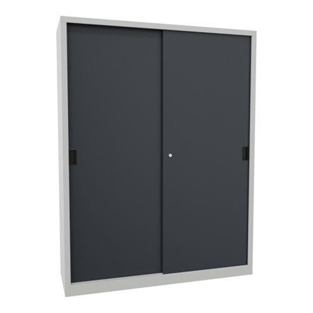 Pavoy Schiebetürenschrank, 1950x1500x500 mm, 8 Böden verzinkt, RAL 7035/7016