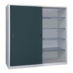 Pavoy Schiebetürenschrank, 1950x2000x500 mm, 8 Böden verzinkt, RAL 7035/7016