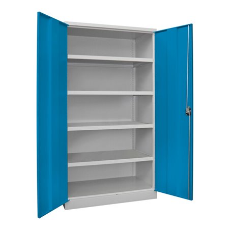 Pavoy Schwerlastschrank 1950x1040x630, 4 Fachböden a 120 kg Traglast, RAL 7035/5012