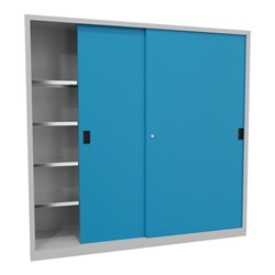 Pavoy Schiebetürenschrank, 1950x2000x500 mm, 8 Böden verzinkt, RAL 7035/5012