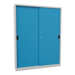 Pavoy Schiebetürenschrank, 1950x1500x400 mm, 8 Böden verzinkt, RAL 7035/5012