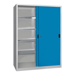 Pavoy Schiebetürenschrank, 1950x1500x400 mm, 8 Böden verzinkt, RAL 7035/5012