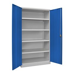 Pavoy Schwerlastschrank 1950x1040x630, 4 Fachböden a 120 kg Traglast, RAL 7035/5010