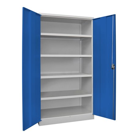 Pavoy Schwerlastschrank 1950x1040x630, 4 Fachböden a 120 kg Traglast, RAL 7035/5010