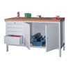 Pavoy Werkbank, 1500x700x900 mm, 1 Schubladenblock, 1 Schrank, RAL 7035