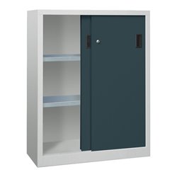 Pavoy Schiebetürenschrank, 1200x1000x500 mm, 2 Böden verzinkt, RAL 7035/7016