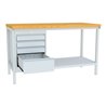 Pavoy Werkbank, 1500x700x900 mm, 1 Schubladenblock, 1 Boden, RAL 7035