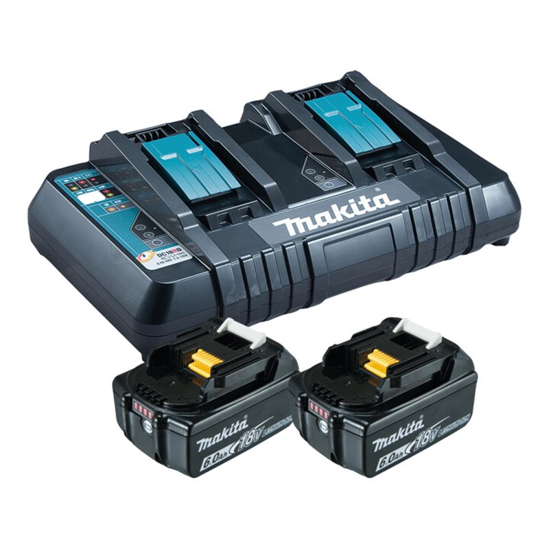 Makita Power Source Kit Li 18V 2x 6Ah Akkus + Doppelladegerät