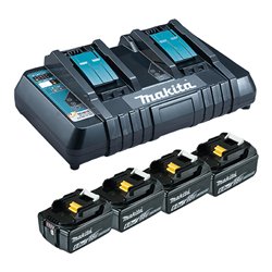 Makita Power Source Kit Li 18V 4x 6Ah Akkus + Doppelladegerät