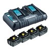 Makita Power Source Kit Li 18V 4x 6Ah Akkus + Doppelladegerät