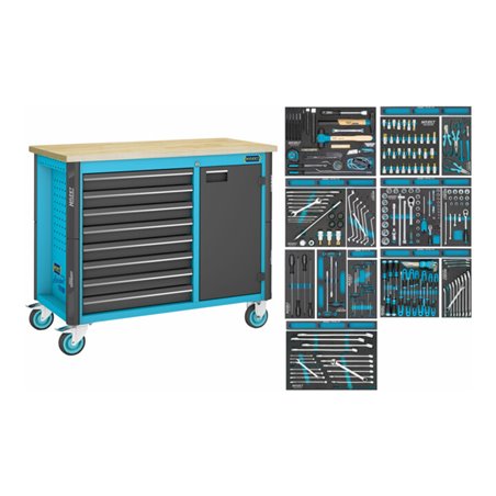 HAZET Fahrbare Werkbank 179NW-8/244 Schubladen flach: 8 x 81 x 522 x 398 mm 244 teilig