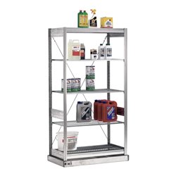 Bito Kleingebinderegal mit Gitterböden L1058xH2000xT524 mm, Grundfeld verzinkt