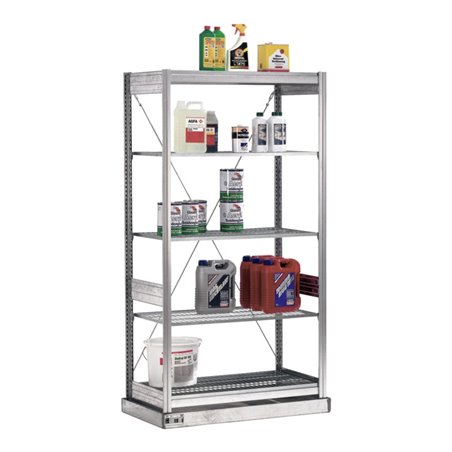 Bito Kleingebinderegal mit Gitterböden L1008xH2000xT524 mm, Anbaufeld verzinkt