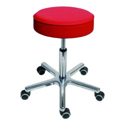 STIER Drehhocker mit Rollen Sitzhöhe 540-720mm Kunstleder gepolstert Rot