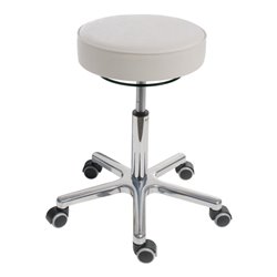 STIER Drehhocker mit Rollen Sitzhöhe 540-720mm Kunstleder gepolstert Weiß