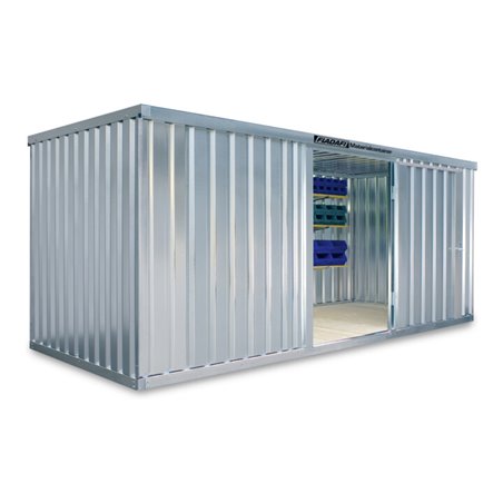 FLADAFI® Materialcontainer MC 1500 Verzinkt, zerlegt mit Holzfußboden