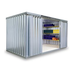 FLADAFI® Materialcontainer MC 1400 Verzinkt, zerlegt mit Holzfußboden