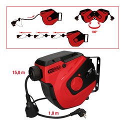 KS Tools Werkstatt-Kabelaufroller, 15m, 1,5mm2