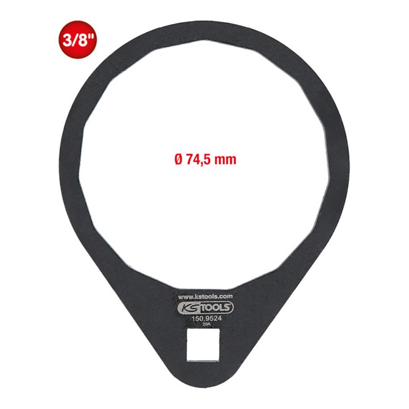 KS Tools Ölfilterschlüssel 3/8 Zoll Durchmesser 74,5 mm / 15 Flächen