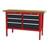 STIER Werkbank mit 6 Schubladen BxTxH 1500x600x960 mm RAL 3020 / RAL 7016