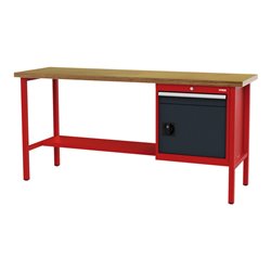 STIER Werkbank mit 1 Schublade und 1 Tür BxTxH 2000x600x960 mm RAL 3020 / RAL 7016
