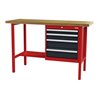 STIER Werkbank mit 4 Schubladen BxTxH 1500x600x960 mm RAL 3020 / RAL 7016