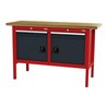 STIER Werkbank mit 2 Schubladen und 2 Türen BxTxH 1500x600x960 mm RAL 3020 / RAL 7016