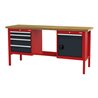 STIER Werkbank mit 5 Schubladen und 1 Tür BxTxH 2000x600x960 mm RAL 3020 / RAL 7016