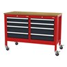 STIER Mobile Kastenwerkbank mit 8 Schubladen BxTxH 1300x600x960 mm RAL 3020 / RAL 7016