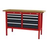 STIER Werkbank mit 8 Schubladen BxTxH 1500x600x960 mm RAL 3020 / RAL 7016