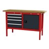 STIER Werkbank mit 4 Schubladen und 1 Tür BxTxH 1500x600x960 mm RAL 3020 / RAL 7016