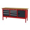 STIER Werkbank mit 7 Schubladen und 1 Tür BxTxH 2000x600x960 mm RAL 3020 / RAL 7016