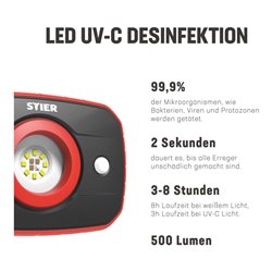 STIER UV-C Desinfektionslampe Entkeimungslampe SMD 270 nm 4400 mAh