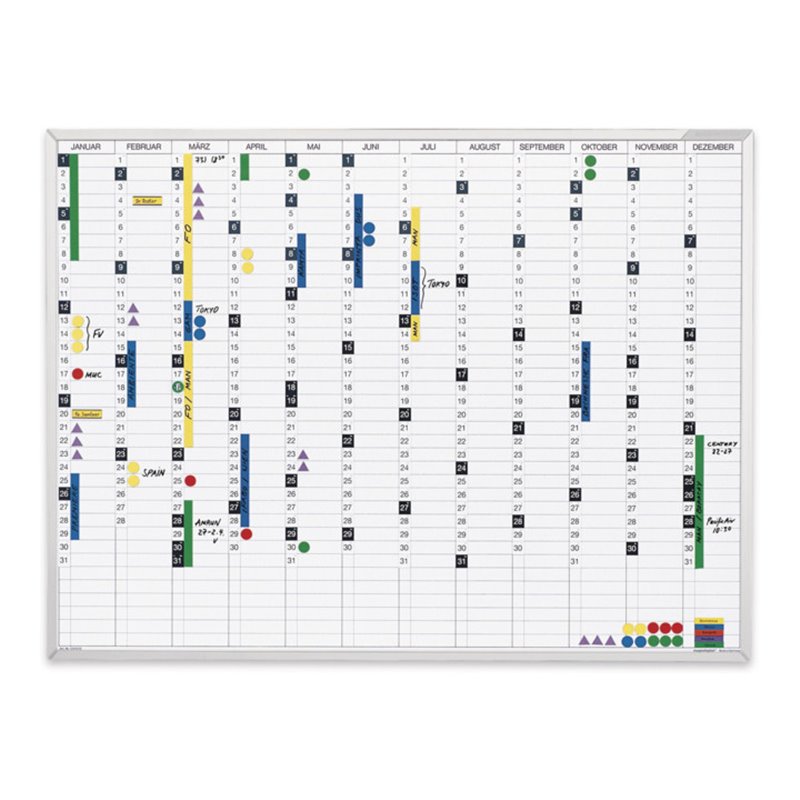 Magnetoplan Permanente Jahresübersicht, 900 x 600 mm, Deutsch
