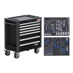 BGS Werkstattwagen 7 Schubladen extra geringe Bauhöhe mit 209 Werkzeugen
