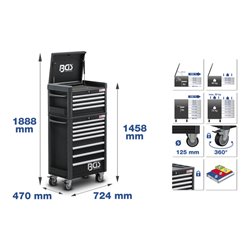 BGS Werkstattwagen Profi Standard Maxi 12 Schubladen mit 263 Werkzeugen