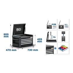 BGS Werkstattwagen-Aufsatz für Werkstattwagen PROFI 4 Schubladen leer