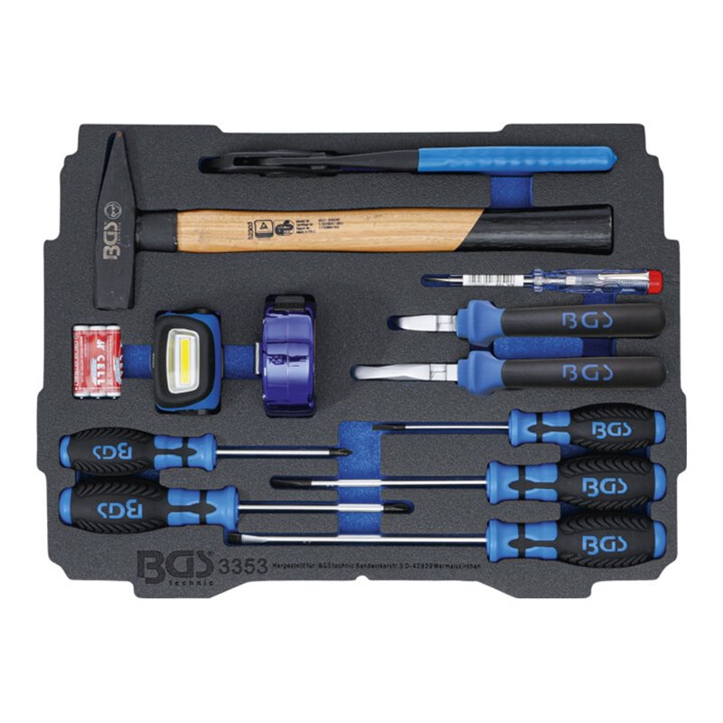 BGS Schaumeinlage für Art. BOXSYS1 & 2: Hammer-, Zangen-, Schraubendreher-Satz 12 teilig