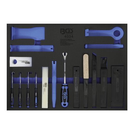 BGS Werkstattwageneinlage 3/3: Lösewerkzeuge, Montagekeile und Haken-Satz 17 teilig